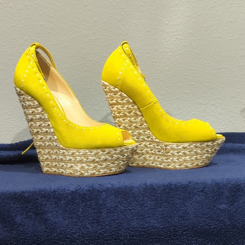 Giuseppe Zanotti Yellow Espadrille Wedges - Picture 2 of 6